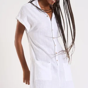 acheter en ligne Banana Moon Robe Chemise Manches Courtes Blanche NATAL CHERYLL 10
