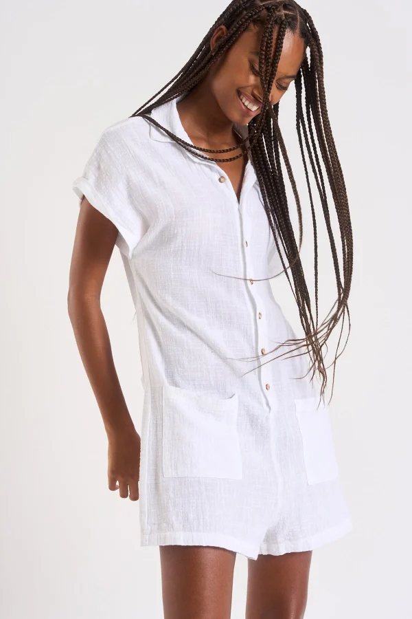 acheter en ligne Banana Moon Robe Chemise Manches Courtes Blanche NATAL CHERYLL 4
