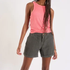 Banana Moon Bermuda Kaki En Lin PLANET Hawston vente pas cher 10