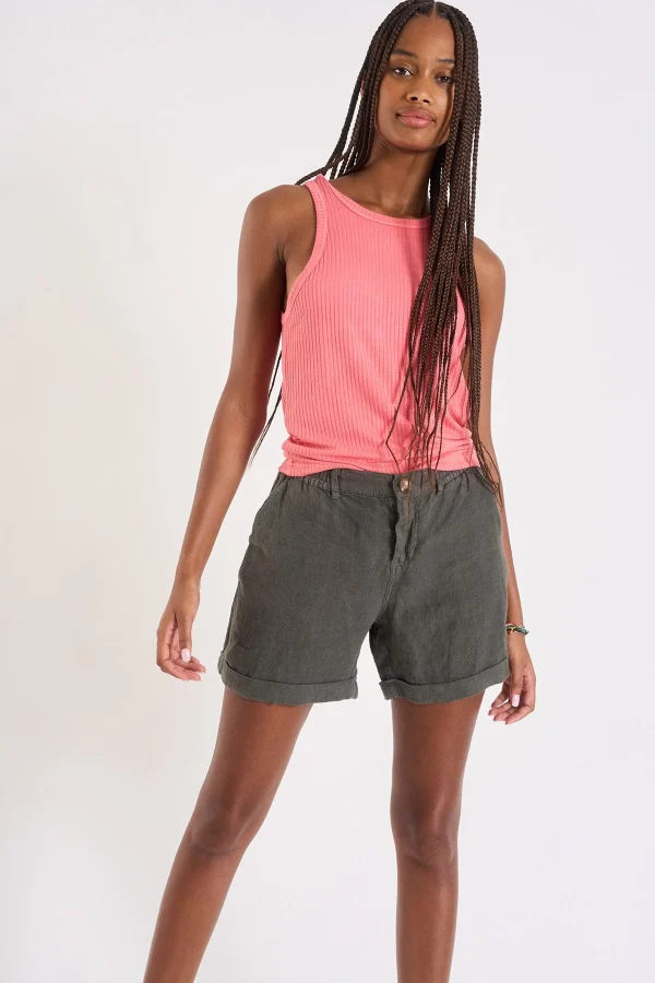 Banana Moon Bermuda Kaki En Lin PLANET Hawston vente pas cher 4