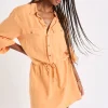 Banana Moon Robe Tunique Courte à Manches Longues Orange Sundy Holidays haute qualité 28