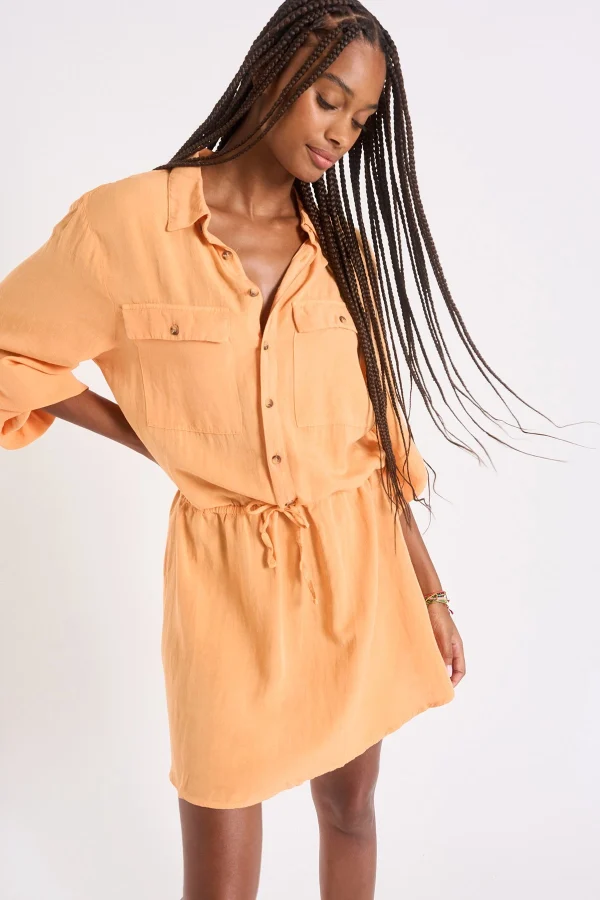 Banana Moon Robe Tunique Courte à Manches Longues Orange Sundy Holidays haute qualité 1
