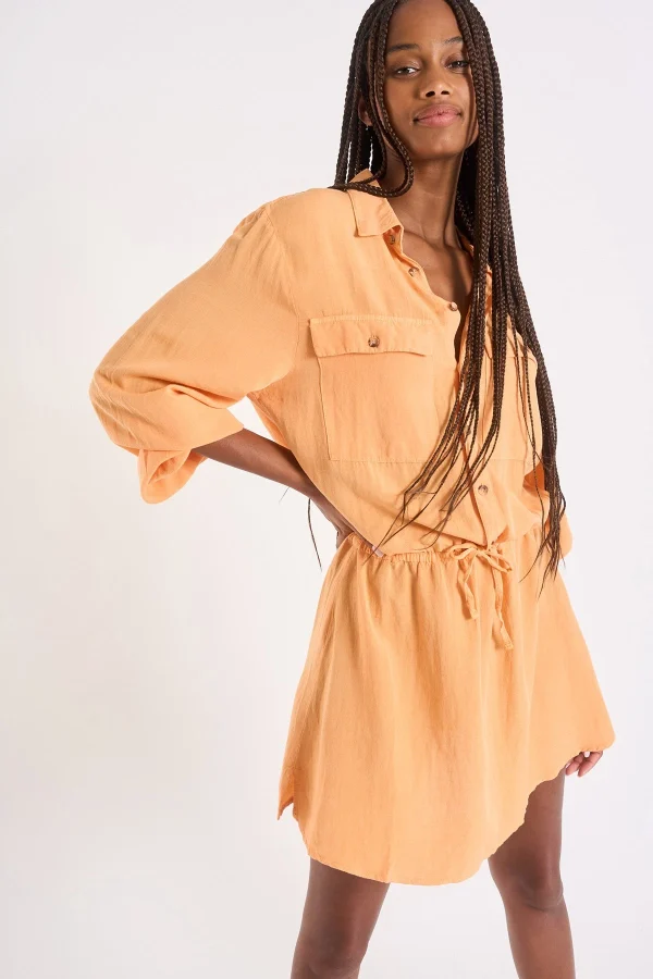 Banana Moon Robe Tunique Courte à Manches Longues Orange Sundy Holidays haute qualité 3