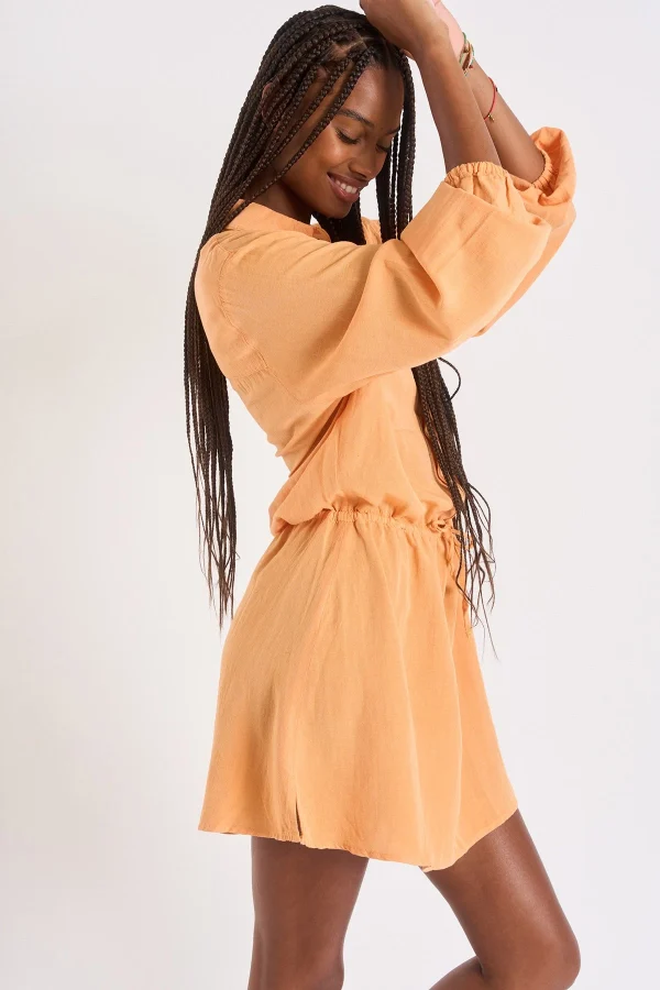 Banana Moon Robe Tunique Courte à Manches Longues Orange Sundy Holidays haute qualité 5