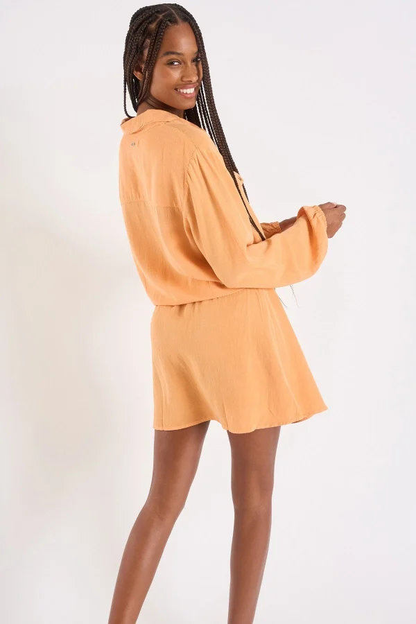 Banana Moon Robe Tunique Courte à Manches Longues Orange Sundy Holidays haute qualité 6