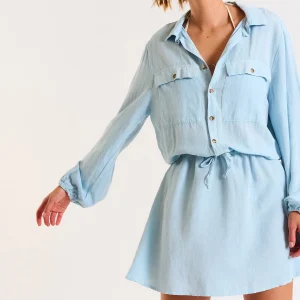 nouveau produit Banana Moon Robe Tunique Courte à Manches Longues Bleue Sundy Holidays 11