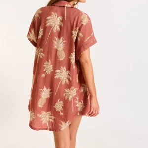 à prix promos Banana Moon Robe Chemise Acajou Imprimé Plamiers écrus Waila BAYDAY 18