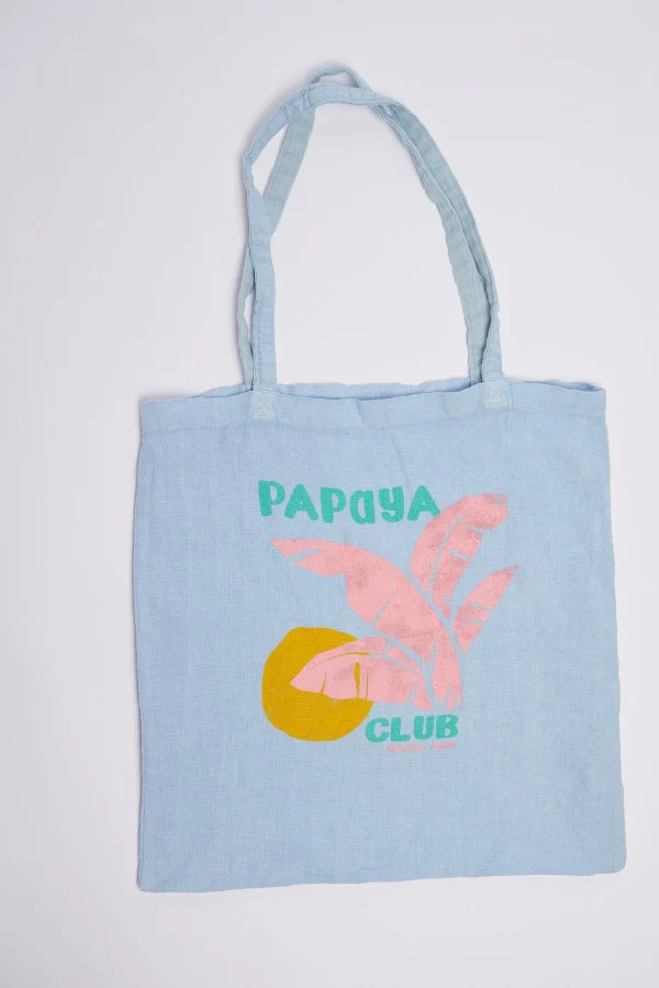 Banana Moon Totebag En Lin Bleu Ciel Toteclub à prix d'occasion 6